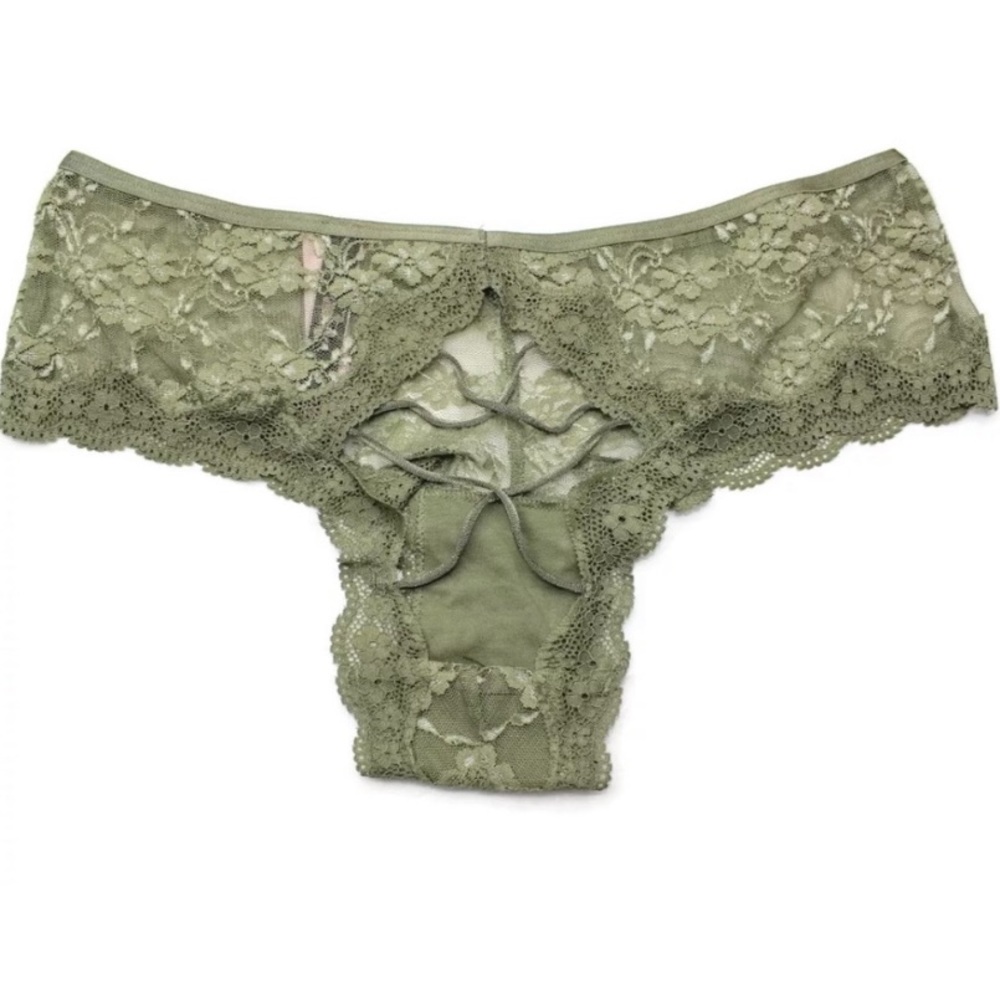Victoria's Secret Very Sexy Cheeky Green Mesh Lace Strappy Bikini Panty S